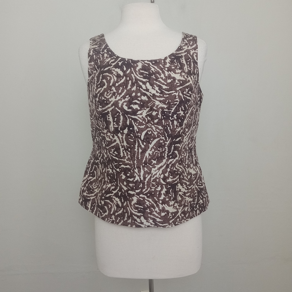 Kasper Size 8 Abstract Floral Paisley Pattern Silk Tank Camisole Shell Top